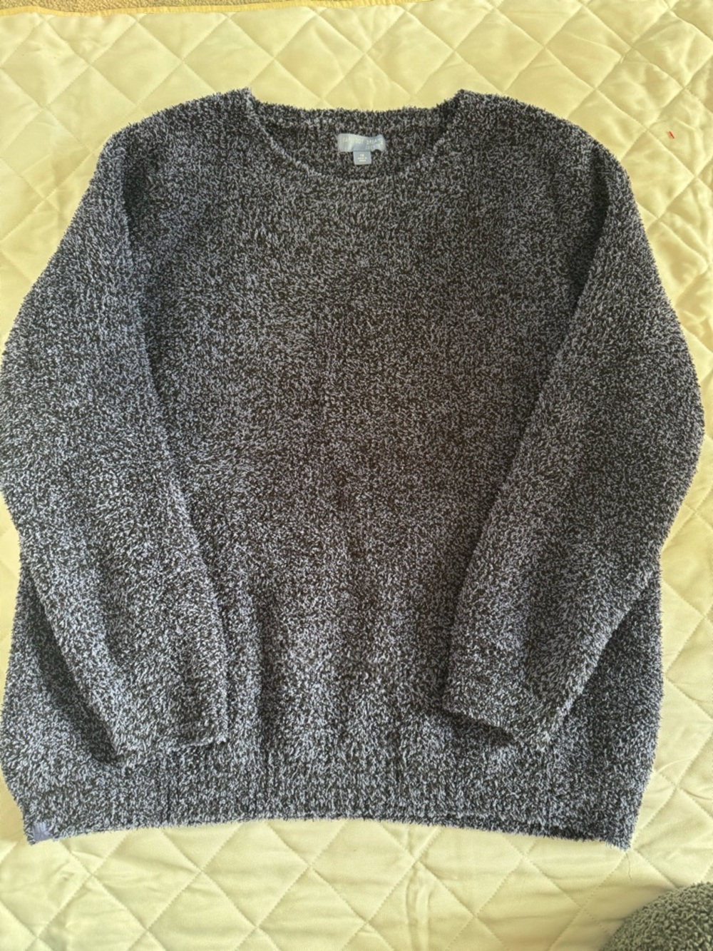 Barefoot Dreams Marled Blue and Black Cozy Chic Crewneck Sweater